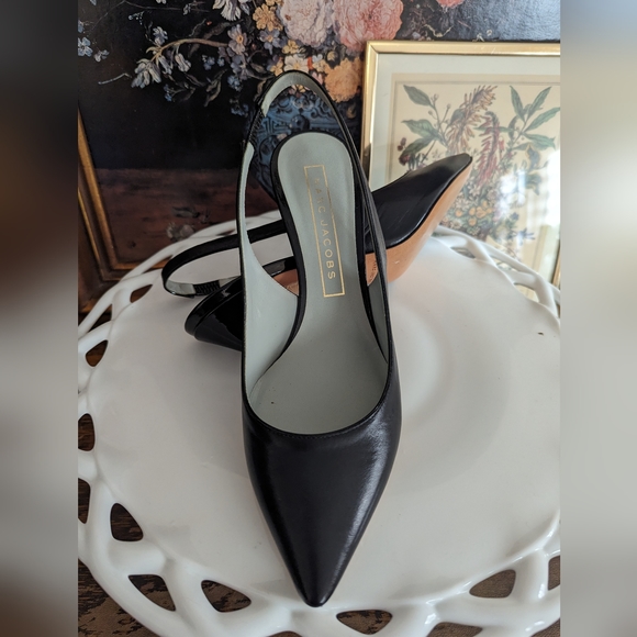 Marc Jacobs Black Leather Slingbacks - Picture 2 of 5